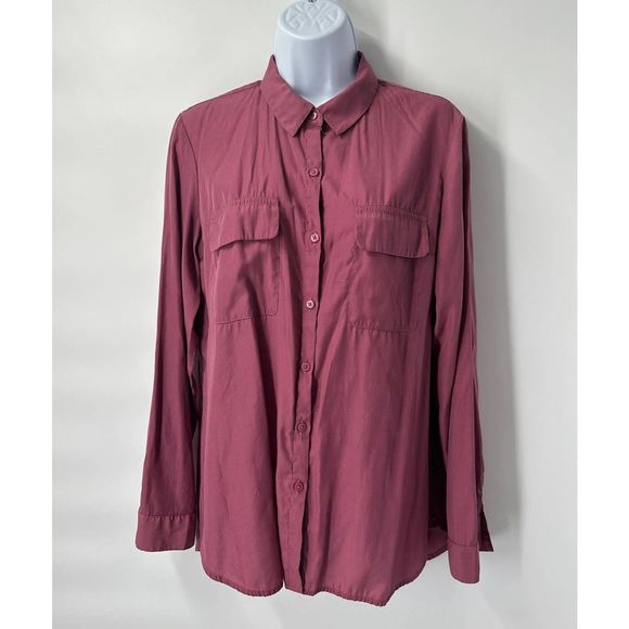 Express Women's Mauve Button Down Shirt Medium Collared Workwear Business Casual - Picture 1 of 7